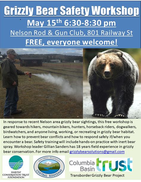 Grizzly Bear Safety Workshop Friends Of Kootenay Lake Stewardship Society