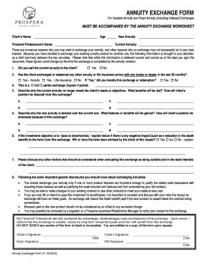 Fillable Online Annuity Exchange Form Fax Email Print Pdffiller