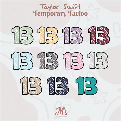 Temporary 13 Tattoo Taylor Swift Inspired 13 Tattoo Eras Tour 13 Tattoo ...