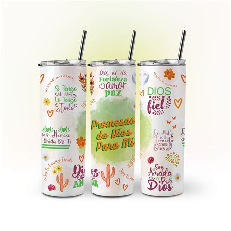 Promesas De Dios Para Mi Green Orange Christian Tumbler Wrap 20 Oz