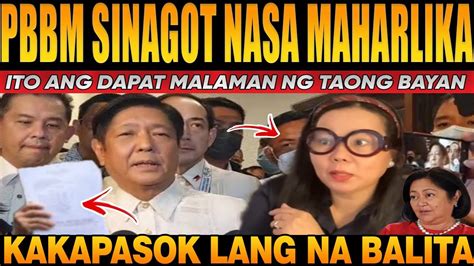 Just In Naku Po Fl Liza Nagulat Sa Matlndlng Sagot Ni Pbbm Maharllka