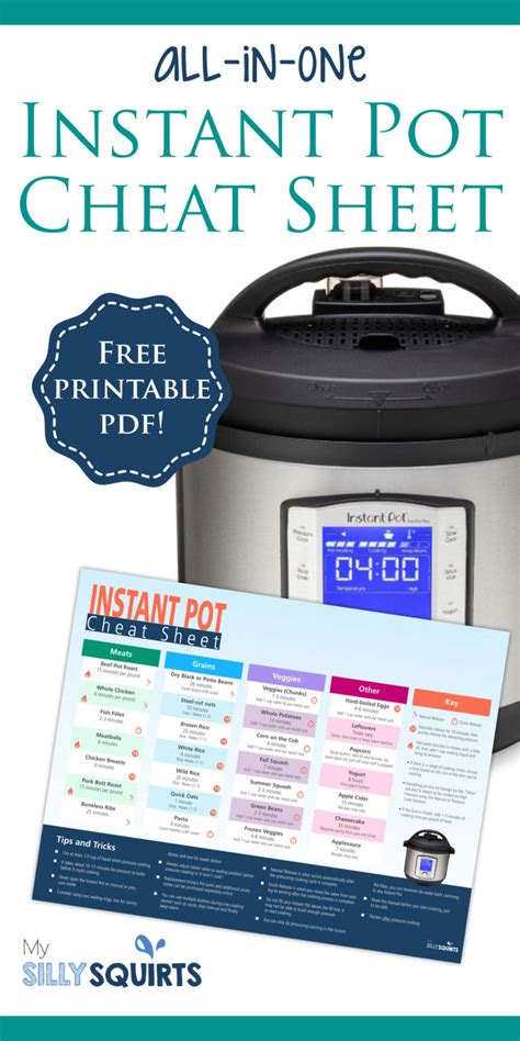 Free All In One Instant Pot Cheat Sheet My Silly Squirts