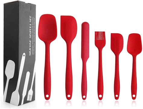 Silicone Spatula Set 6 Piece Non Stick Rubber Spatula Set