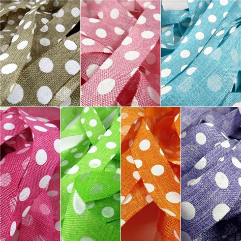 Mm Polka Dot Faux Burlap Ribbon Berties Bows Per Metre