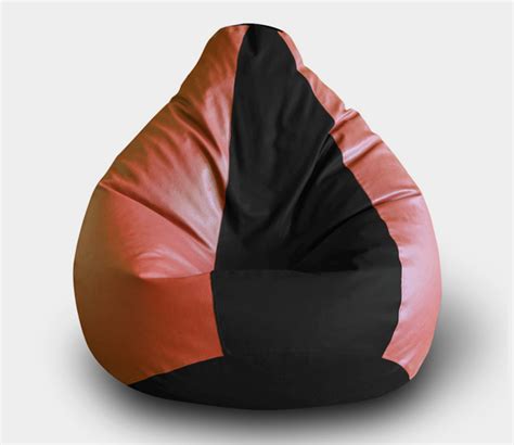 Buy Leatherette Solid Print Bean Bag Filled With Beans Brown Xxl At