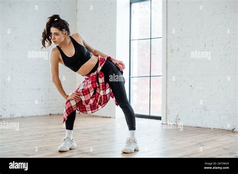 Attractive Girl Posing While Dancing Jazz Funk Stock Photo Alamy