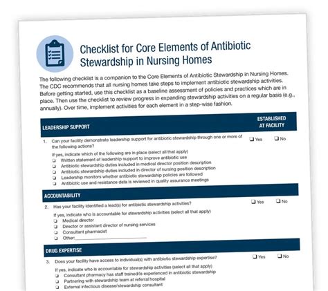 Checklist For Core Elements Of Antibiotic Stewardship In Nursing Homes