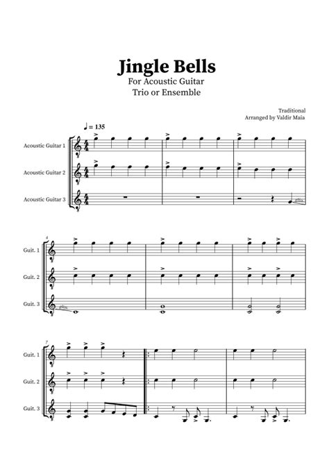 Jingle Bells Acoustic Guitar Trio Arr Valdir Maia Sheet Music Traditional Guitar Ensemble