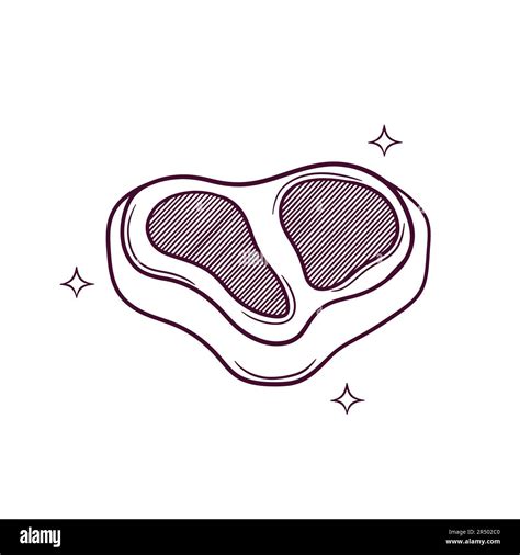 Hand Drawn Raw Steak Doodle Vector Sketch Illustration Stock Vector