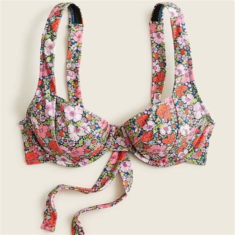 J Crew Swim J Crew Cross Back Underwire Bikini Top In Liberty Meadow Song Fabric Poshmark