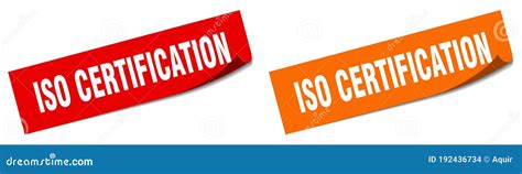 Iso Certification Sticker Iso Certification Sign Set Stock Vector