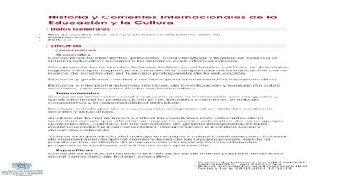 Historia y Corrientes Internacionales de la Educación y la Cultura y