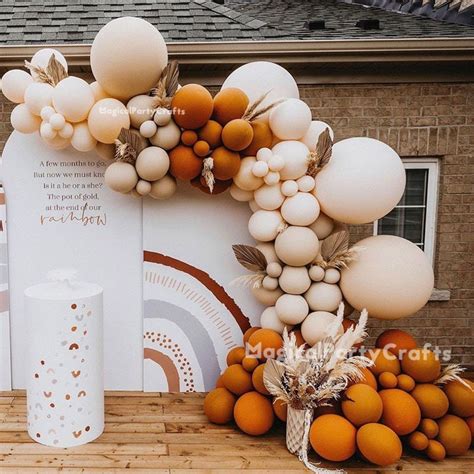 Pcs Retro Orange Balloons Garland Kit Blus Nude Pastel Etsy