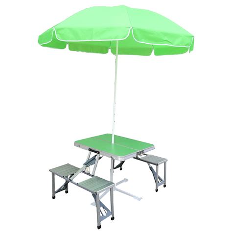 Display Set Aluminium Folding Table With Umbrella Portable Picnic