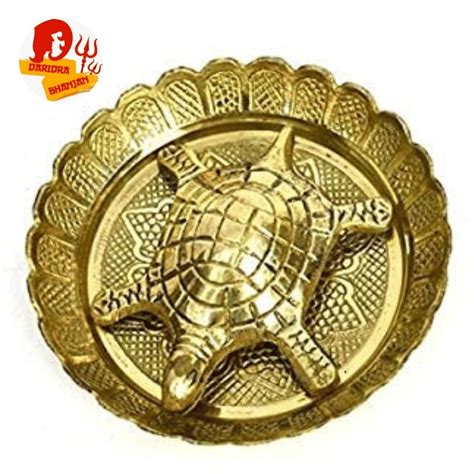 Turtle With Plate Metal Feng Shui Tortoise On Plate Showpiece Vastu