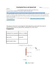 Centripetal Force Lab Jp 2 Docx Centripetal Force And Speed Lab Name