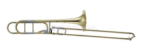 Golden Trombone Trombones Brass Music Instrument Isolated On White