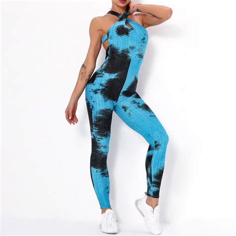 Wamans Cross Neck One Piece Yoga Set Womens One Piece Workout Jumpsuits