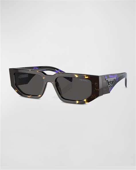 Mens Triangle Logo Bicolor Rectangle Sunglasses Neiman Marcus