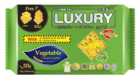 Hwa Tai Luxury Vegetable Calcium Cracker Biscuit 223 Gms Packaging