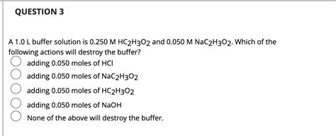 Question A L Buffer Solution Is Mhc H O Chegg