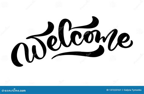 Vector Hand Drawn Calligraphy Lettering Text Welcome Elegant Modern