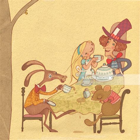 Alice In Wonderland Mad Hatters Tea Party Illustration By Alexandra