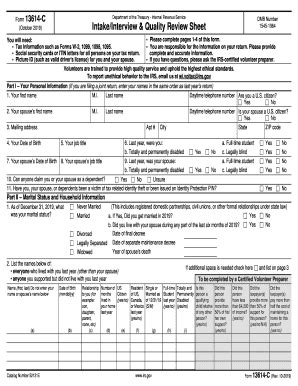 Form C Rev Intake Interview Quality Review Sheet