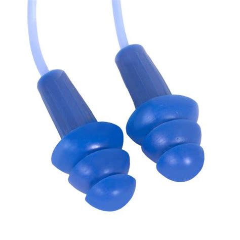 H Metal Detectable Reusable Earplugs Corded Plastic Blue Corded