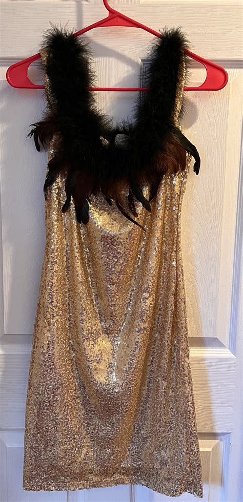 Large Gold Feather Dress Etsy