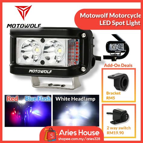 Motowolf Spotlight Motorcycle Headlight Led Lampu Depan Sport Light