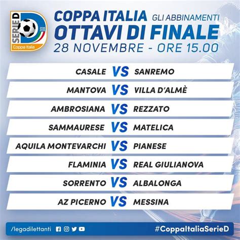 Serie D Coppa Italia Gli Abbinamenti Degli Ottavi