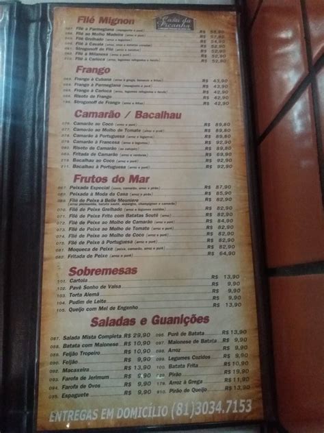 Menu Em Casa Da Picanha Restaurante Recife R Santos Leite