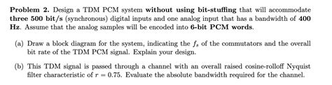 Solved Problem 2 ﻿design A Tdm Pcm System Without Using