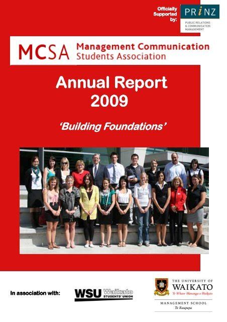 Mcsa Annual Report Waikato Management School The University