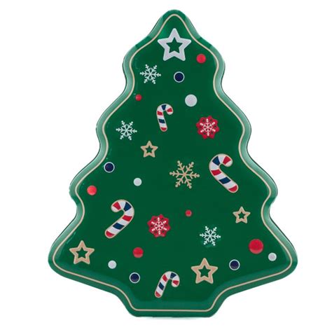 Christmas Tree Biscuit Tin Green