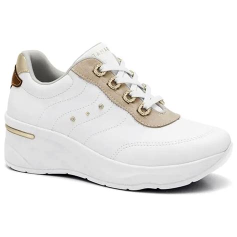 Tênis Casual Feminino Plataforma Branco Nude Ramarim Karina Calçados