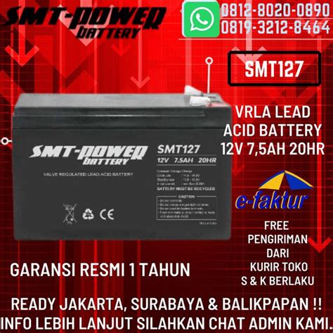 Jual HARGA TERBAIK BATTERY SMT POWER 12V 7 5AH AKI UPS BATTERY UPS