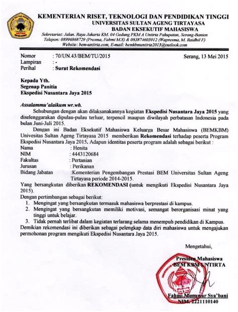 15 Contoh Surat Rekomendasi Kerja Yang Baik Dan Benar