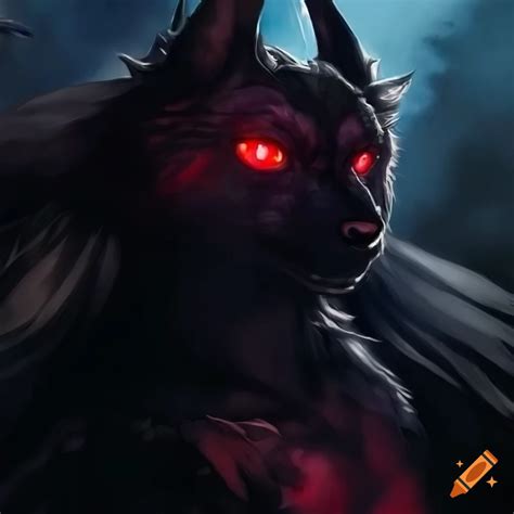 Artwork Of A Raven Wolf With Glowing Eyes On Craiyon