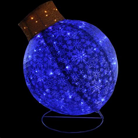 36 Blue Led Twinkling Glittered Christmas Ball Ornament Outdoor Yard Decor Christmas Yard Art