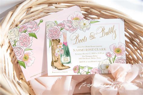 Boots And Bubbly Invitation Brunch Invitation Champagne Invitation