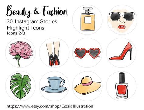 Fashion & Beauty Icons Instagram Highlight Icons Watercolor - Etsy