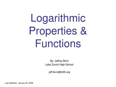 PPT - Logarithmic Properties & Functions PowerPoint Presentation - ID ...