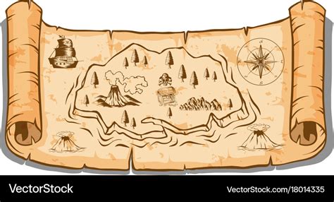 Treasure Map On Roll Paper Royalty Free Vector Image