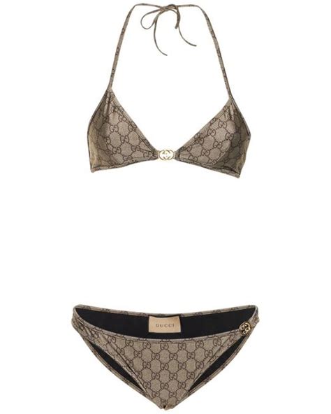 Gucci Sparkling Jersey Bikini In Beige Natural Lyst Uk