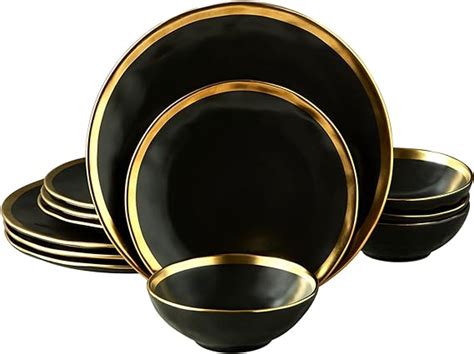 Pokini Matte Black Plates And Bowls Sets Piece Dinnerware Sets