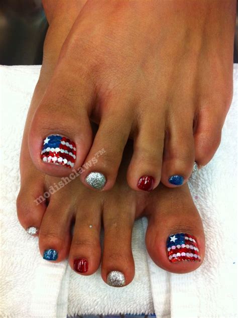 4th Of July Pedicures American Flag Nail Art Toes Nail Art Flag