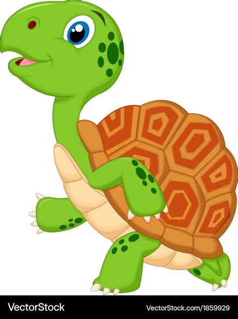 Cute turtle cartoon running Royalty Free Vector Image