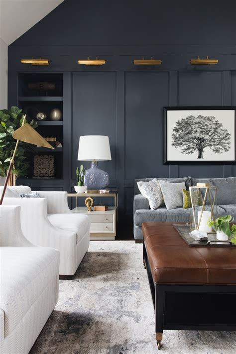 Dark Gray Accent Wall Living Room Design Corral